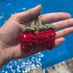 Strawberry Crochet Car Hanger